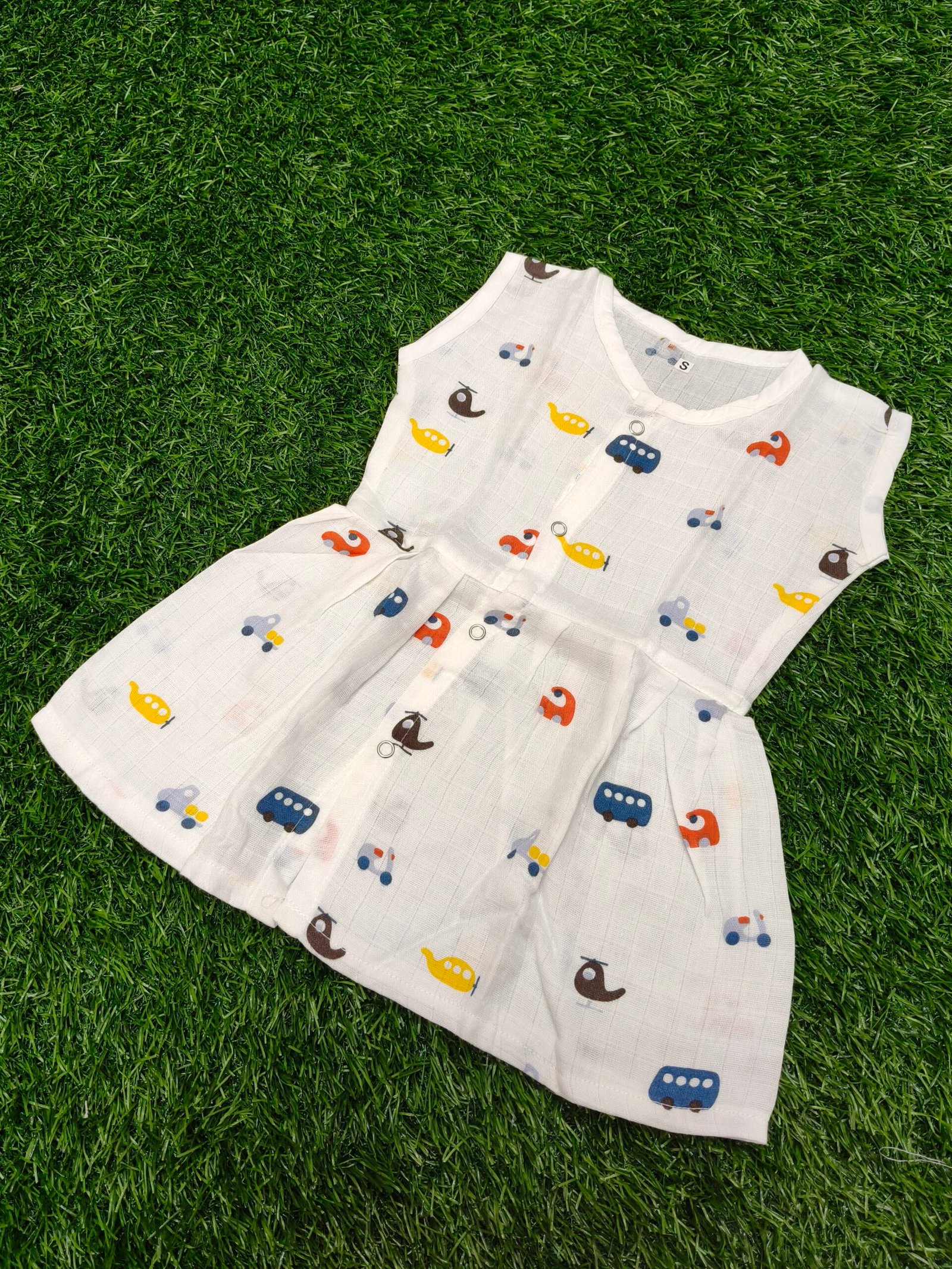 Small Vehicle Muslin Frock - Image 1
