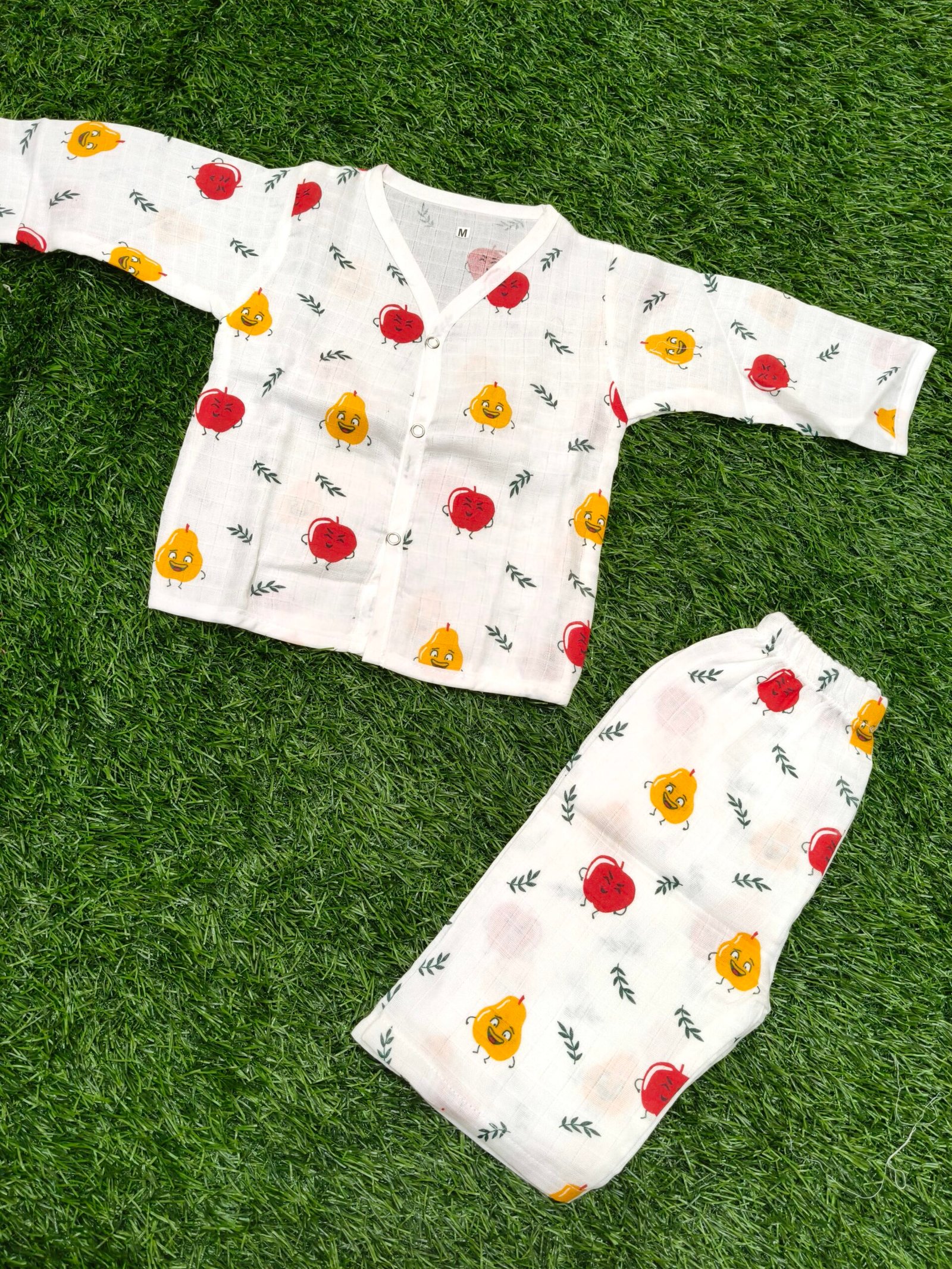 Apple Print Muslin Pant Set - Image 1
