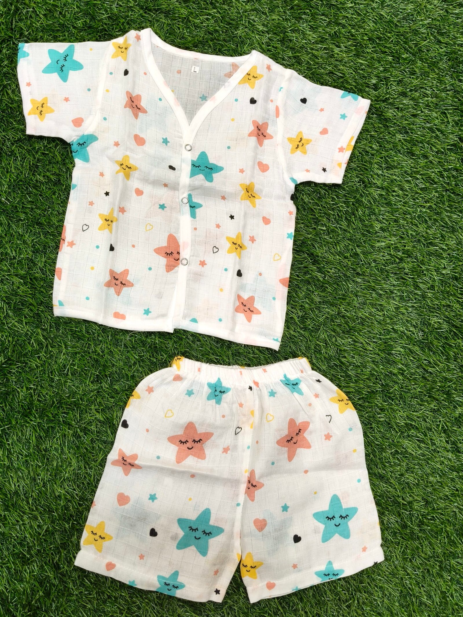Star Print1 Muslin Short Set - Image 1